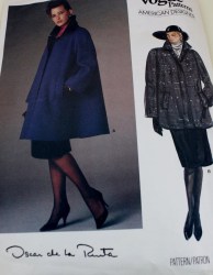 1434 VOGUE OSCAR LOOSE LINED FLARE COLLAR COAT LENGTHS PATTERN  10 30.5"b; 12 34"B choice